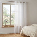 Cortina Velo 135X220 Cm Bordado Lineas Blanco Argolla