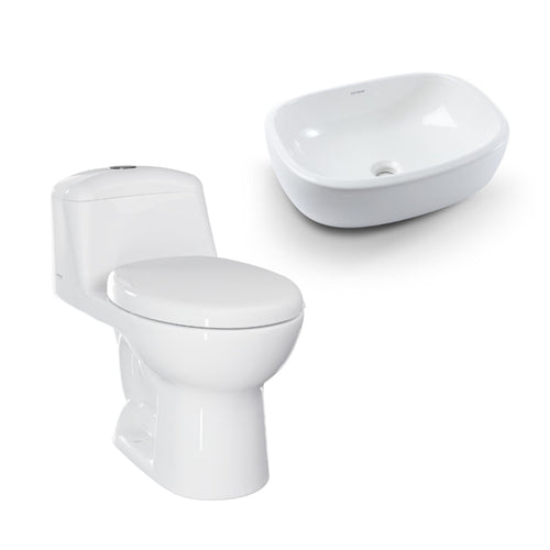 Combo Sanitario Smart + Lavamano Cascade Blanco De Sobreponer