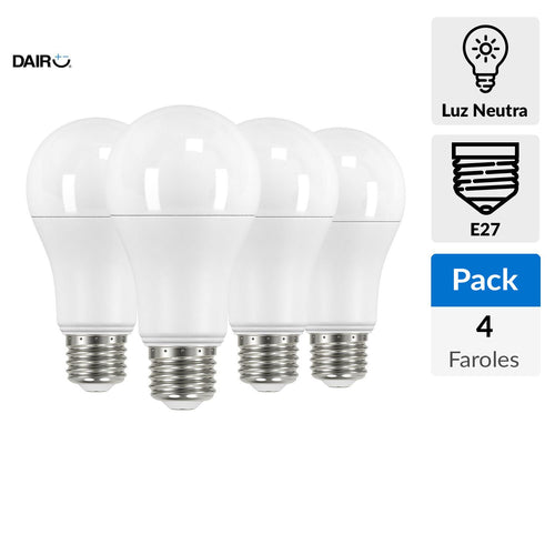 Pack 4 Ampolletas Led 75 W E27 1060 Lm Luz Neutro
