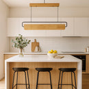 Lampara Colgante Madera Luz Led 82Cm Para Living Comedor
