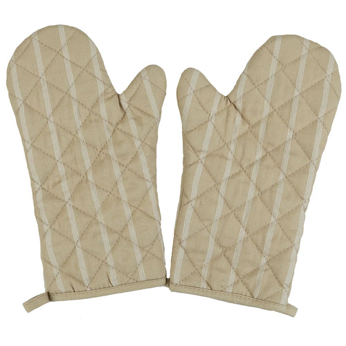 Set 2 Guantes De Cocina Taupe/Blanco