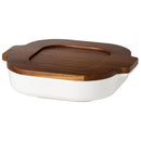 Asadera Ceramica 26.8X23X6.4 Cm Tapa Madera
