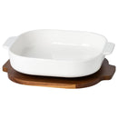 Asadera Ceramica 26.8X23X6.4 Cm Tapa Madera