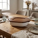 Asadera Ceramica 26.8X23X6.4 Cm Tapa Madera