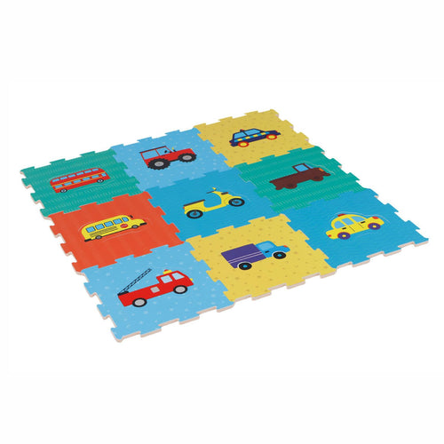 Alfombra 88X88 Cm Multicolor Figuras de Autos
