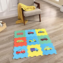 Alfombra 88X88 Cm Multicolor Figuras de Autos