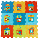 Alfombra 88X88 Cm Multicolor Figuras De Casas