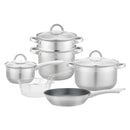 Bateria De Cocina Acero Inoxidable 4 Ollas + 1 Sarten + 1 Rejilla