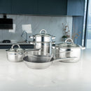 Bateria De Cocina Acero Inoxidable 4 Ollas + 1 Sarten + 1 Rejilla