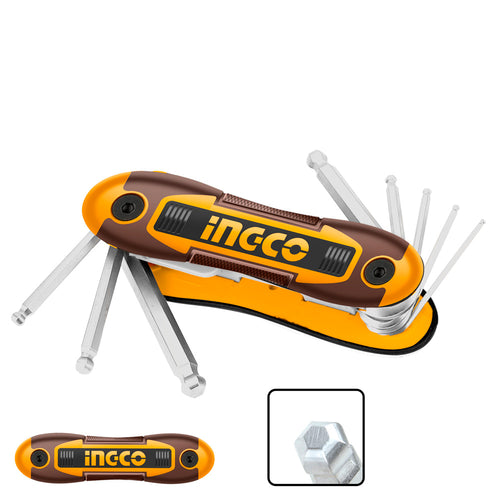 SET LLAVES ALLEN PUNTA BOLA LLAVERO 8 PIEZAS 2-8MM INGCO HHK14082