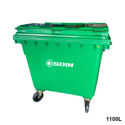 Contenedor De Basura Verde Con Ruedas 1100 L Soin