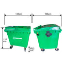 Contenedor De Basura Verde Con Ruedas 1100 L Soin