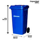 Contenedor De Basura Azul Con Ruedas 240 L Soin