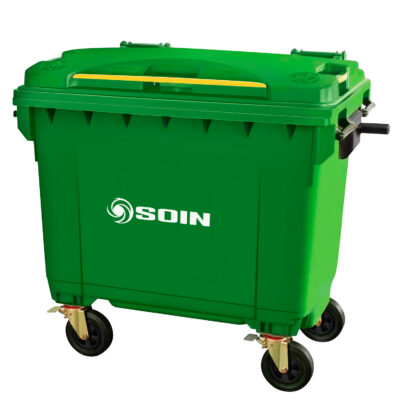 Contenedor De Basura Verde Con Ruedas 660 L Soin