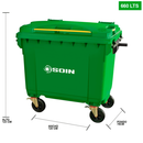 Contenedor De Basura Verde Con Ruedas 660 L Soin