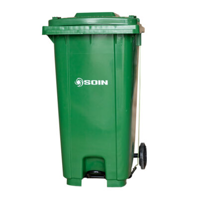 Contenedor De Basura Verde Con Tapa Y Pedal 120 L