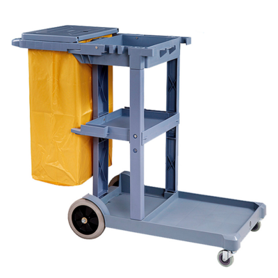 Carro Porta Utiles Janitor Con Tapa Y Bolsa Amarilla Soin