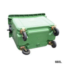 Contenedor De Basura Verde Con Ruedas 660 L Soin