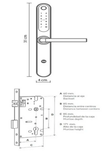 Cerradura Digital B60 YDL120 Níquel