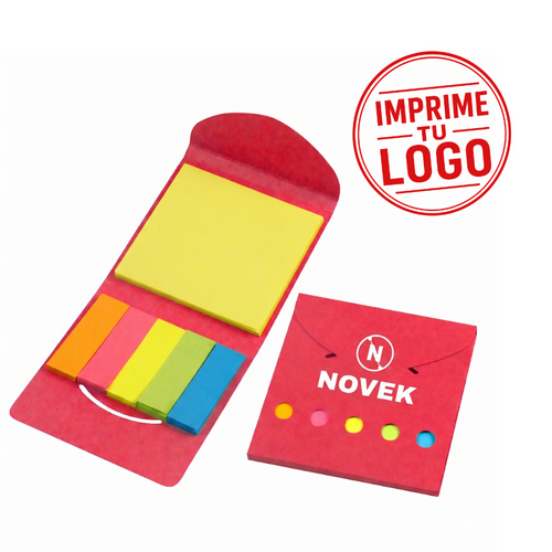 Porta Notas Adhesivas Ecologico (Rojo, Impresion Un Color)