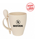 Mug De Cana De Trigo Con Cuchara 400Cc (Natural, Impresion Un Color)