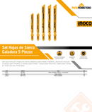 SET HOJAS DE SIERRA CALADORA 5 PIEZAS PARA MADERA/METAL/ALU INGCO AKJ0051