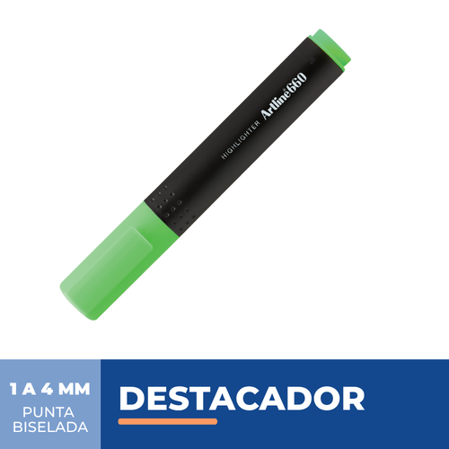 Destacador 660 Bisel 1-4 Mm Verde Flúor