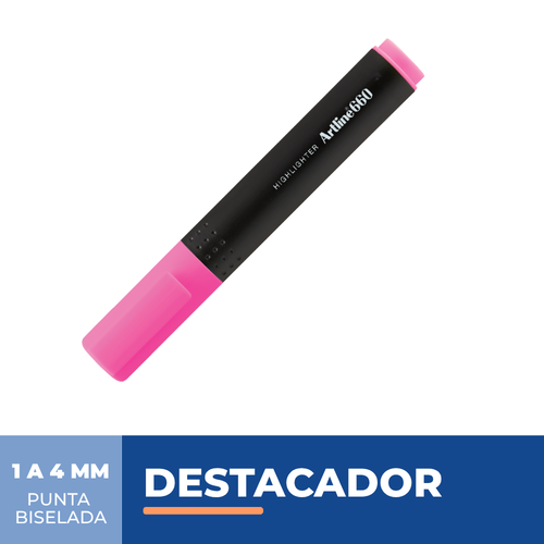Destacador 660 Biselado 1-4 Mm Rosado Fluor