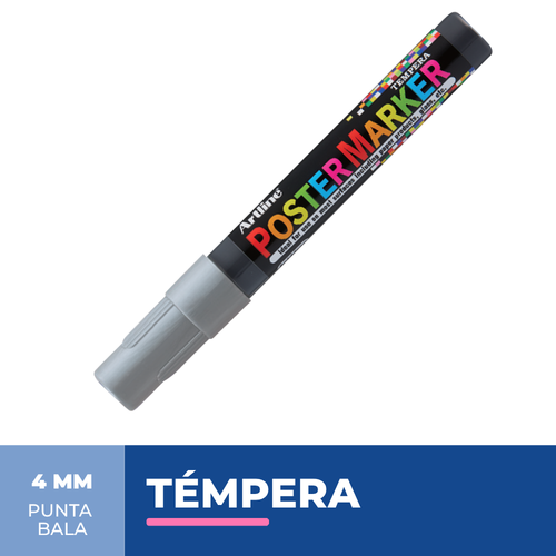 Marcador Poster Marker Tempera Plateado 4Mm