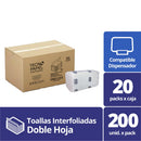 Toalla De Papel Interfoliada Doble Hoja 200 Hojas