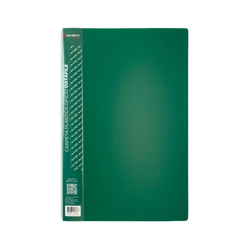 Carpeta Plástica Con Gusano Oficio Verde Datafile