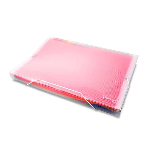 Carpeta Con Fuelle Elástico Transparente Oficio 12 Divisiones