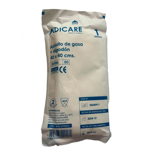 Aposito De Gasa Tejida Algodon Esterilizada 40X40 Cm Bolsa 10 Un