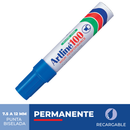 Marcador Permanente Azul Recargable 100 Punta Biselada