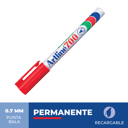 Marcador Permanente Recargable 700 Punta Fina Color Rojo