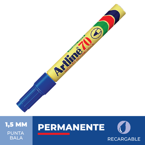 Marcador Permanente Recargable 70 Punta Redonda  Azul