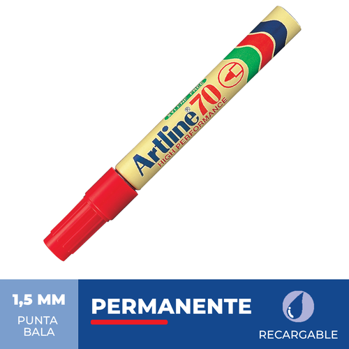 Marcador Permanente Recargable 70 Punta Redonda Rojo