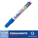 Marcador Permanente Recargable 90 Punta Biselada  Azul
