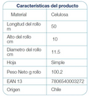 Papel Higiénico Hoja Simple 4 Rollos 50 Mt