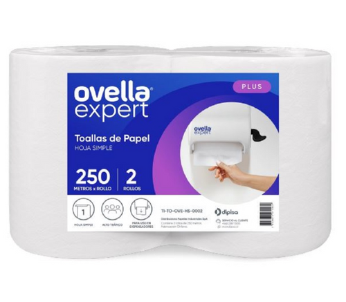 Toalla De Papel Hoja Simple 2X250 Mt