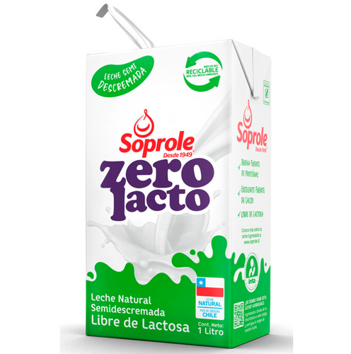 Caja Leche Semi Descremada Sin Lactosa Zero 1 Lt