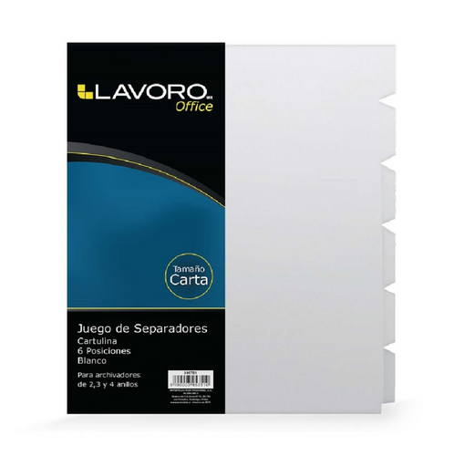 Separador Carta 6 Divisiones Blanco