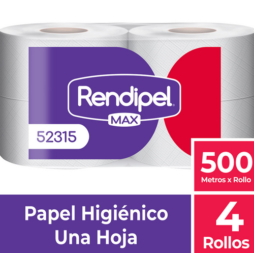 Papel Higiénico Una Hoja 500 Mt 4 Rollos