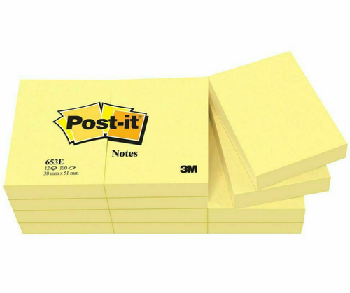 Nota Adhesiva 653 Amarillo 51X38 Mm 12 Un 100 Hojas