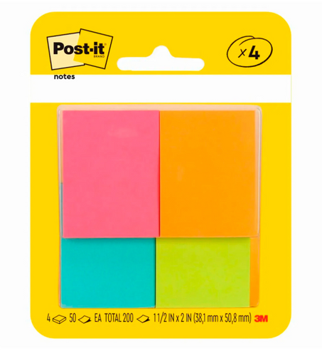 Nota Adhesiva 653 Neón 35X48 Mm 3 Un 50 Hojas