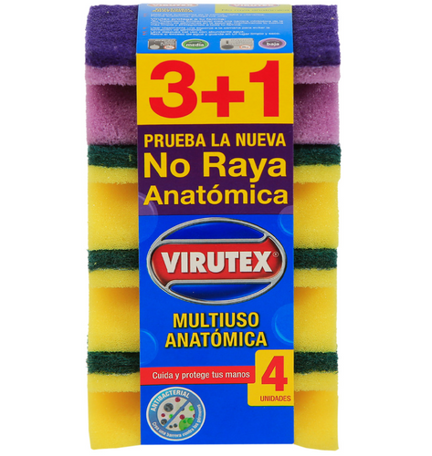 Esponja Multiuso 2 En 1 Amarillo 3+1