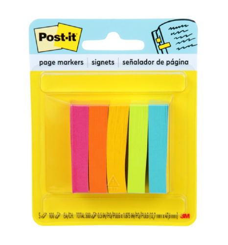 Banderitas Adhesivas Tape Flags 1.5 Cm X 5 Cm 5 Colores Neon 500 Un