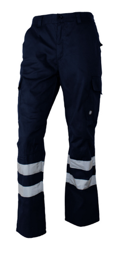 Pantalon Cargo Gabardina C/Reflec.Azul S