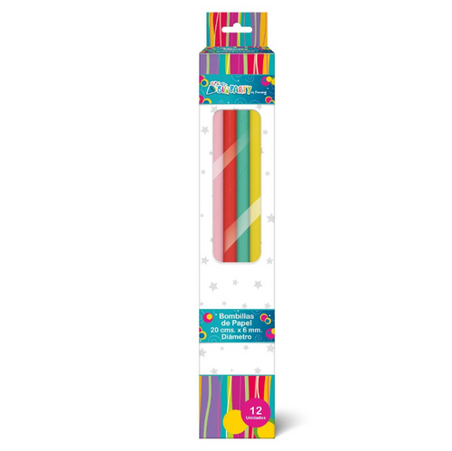 Bombilla Papel Color Surtida 12 Un