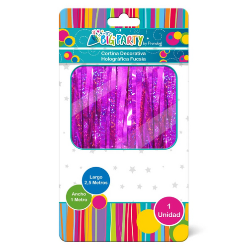 Cortina Holográfica Fucsia 2.5 Mt 1 Un